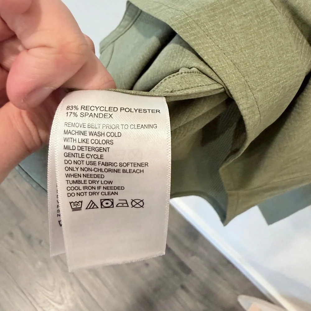 Tommy Bahama IslandZone Shirt Dress Olive Green Belted Resort Coastal Travel L - Picture 6 of 12